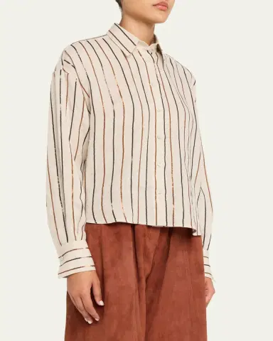Brunello Cucinelli Sequin Striped Linen Shirt | Thumbnail 4 Brunello Cucinelli Sequin Striped Linen Shirt | Thumbnail 4