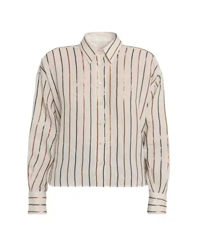 Brunello Cucinelli Sequin Striped Linen Shirt | Thumbnail 1 Brunello Cucinelli Sequin Striped Linen Shirt | Thumbnail 1