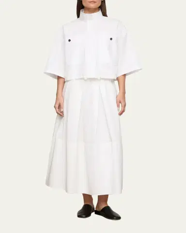 Lafayette 148 New York Pleated Organic Cotton Poplin Midi Skirt | Thumbnail 2 Lafayette 148 New York Pleated Organic Cotton Poplin Midi Skirt | Thumbnail 2