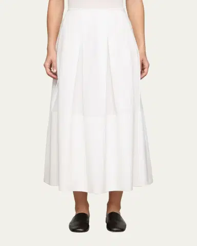 Lafayette 148 New York Pleated Organic Cotton Poplin Midi Skirt | Thumbnail 4 Lafayette 148 New York Pleated Organic Cotton Poplin Midi Skirt | Thumbnail 4