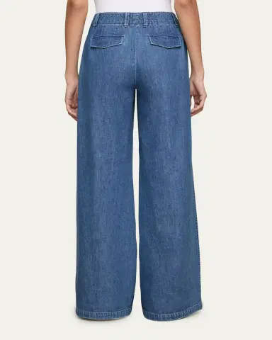 Lafayette 148 New York Charles Wide-Leg Cotton Chambray Pants | Thumbnail 2 Lafayette 148 New York Charles Wide-Leg Cotton Chambray Pants | Thumbnail 2