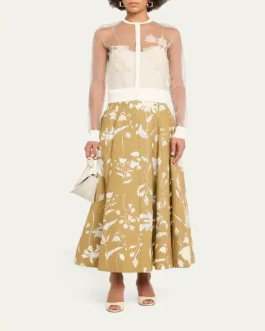 Lela Rose Sheer Floral Jacquard Fit-And-Flare Midi Skirt | Thumbnail 2 Lela Rose Sheer Floral Jacquard Fit-And-Flare Midi Skirt | Thumbnail 2