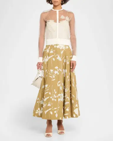 Lela Rose Sheer Floral Jacquard Fit-And-Flare Midi Skirt | Thumbnail 6 Lela Rose Sheer Floral Jacquard Fit-And-Flare Midi Skirt | Thumbnail 6