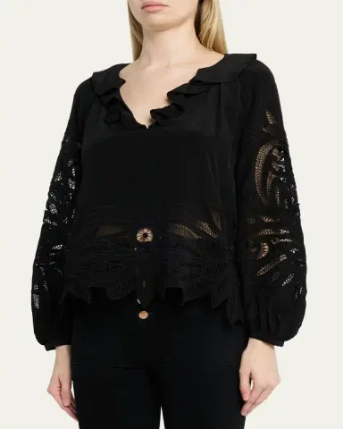 Ulla Johnson Adonis Embroidered Silk Blouse | Thumbnail 4 Ulla Johnson Adonis Embroidered Silk Blouse | Thumbnail 4