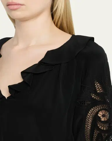 Ulla Johnson Adonis Embroidered Silk Blouse | Thumbnail 5 Ulla Johnson Adonis Embroidered Silk Blouse | Thumbnail 5