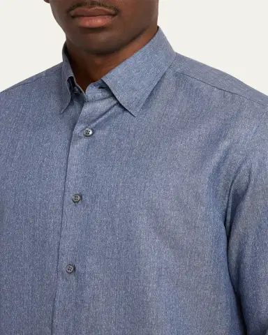 Brioni Men's Solid Cotton Point-Collar Sport Shirt | Thumbnail 5 Brioni Men's Solid Cotton Point-Collar Sport Shirt | Thumbnail 5