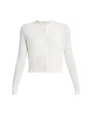 Chloé Pointelle Knit Crewneck Cardigan | Thumbnail 1 Chloé Pointelle Knit Crewneck Cardigan | Thumbnail 1