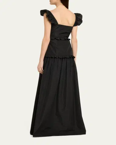 Markarian Arabella Ruffle Sleeveless Check Jacquard Gown | Thumbnail 3 Markarian Arabella Ruffle Sleeveless Check Jacquard Gown | Thumbnail 3