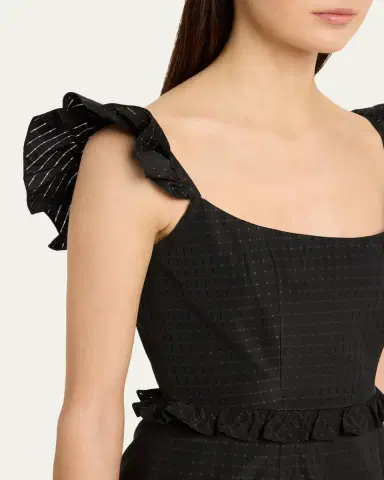 Markarian Arabella Ruffle Sleeveless Check Jacquard Gown | Thumbnail 5 Markarian Arabella Ruffle Sleeveless Check Jacquard Gown | Thumbnail 5