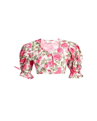 Chloé Floral Cotton Puff-Sleeve Button-Front Crop Top | Thumbnail 1 Chloé Floral Cotton Puff-Sleeve Button-Front Crop Top | Thumbnail 1