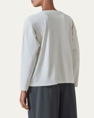 Eskandar Cotton Jersey Long Sleeve Smaller Round Neck Top - Mid Length | Thumbnail 2 Eskandar Cotton Jersey Long Sleeve Smaller Round Neck Top - Mid Length | Thumbnail 2