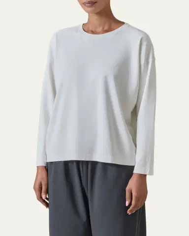 Eskandar Cotton Jersey Long Sleeve Smaller Round Neck Top - Mid Length | Thumbnail 3 Eskandar Cotton Jersey Long Sleeve Smaller Round Neck Top - Mid Length | Thumbnail 3