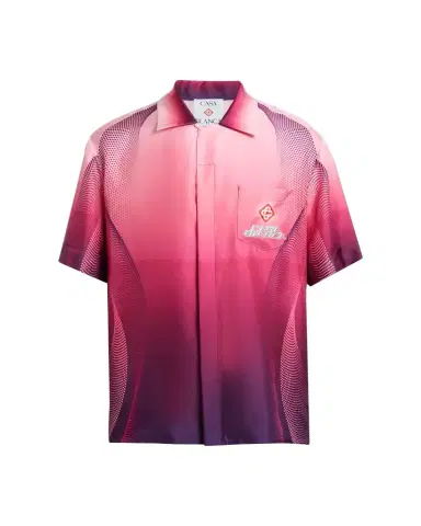 Casablanca Men's Silk Half-Tone Logo Short-Sleeve Shirt | Thumbnail 1 Casablanca Men's Silk Half-Tone Logo Short-Sleeve Shirt | Thumbnail 1