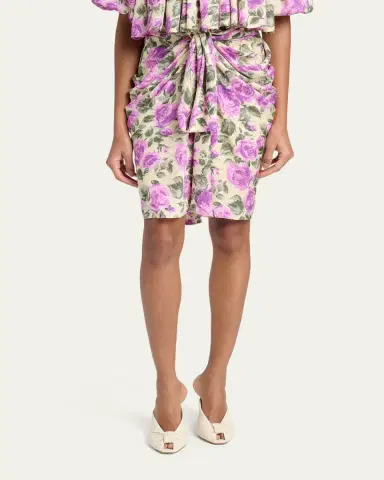 Chloé Floral Draped Silk Bow Skirt | Thumbnail 4 Chloé Floral Draped Silk Bow Skirt | Thumbnail 4
