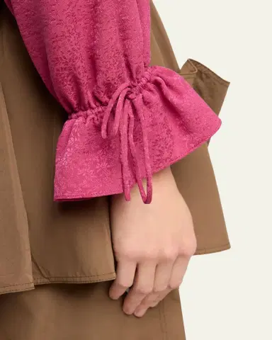Chloé Ruffle Floral Silk Jacquard Button-Front Top | Thumbnail 5 Chloé Ruffle Floral Silk Jacquard Button-Front Top | Thumbnail 5