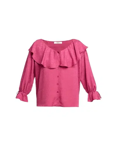 Chloé Ruffle Floral Silk Jacquard Button-Front Top | Thumbnail 1 Chloé Ruffle Floral Silk Jacquard Button-Front Top | Thumbnail 1