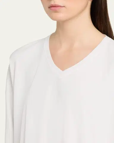 Eskandar Side Paneled V neck T-Shirt - Long Length | Thumbnail 5 Eskandar Side Paneled V neck T-Shirt - Long Length | Thumbnail 5