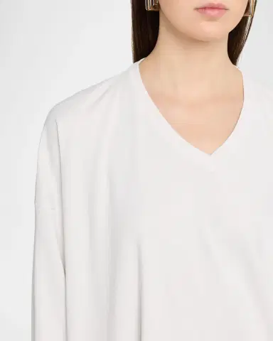 Eskandar Side Paneled V neck T-Shirt - Long Length | Thumbnail 9 Eskandar Side Paneled V neck T-Shirt - Long Length | Thumbnail 9