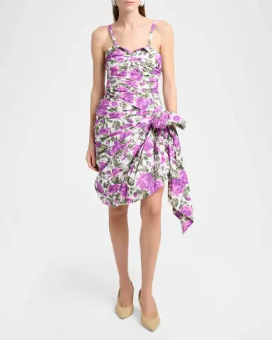 Chloé Sleeveless Ruched Floral Cotton Bow Dress | Thumbnail 6 Chloé Sleeveless Ruched Floral Cotton Bow Dress | Thumbnail 6