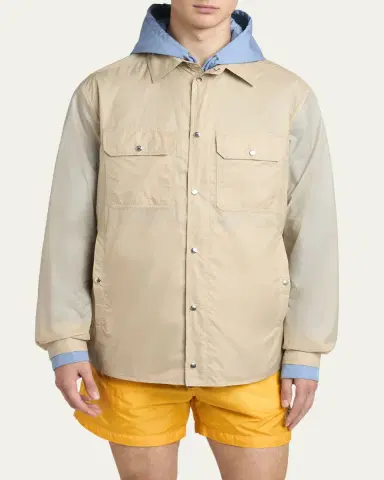 Moncler Men's Nylon Snap-Front Shirt Jacket | Thumbnail 4 Moncler Men's Nylon Snap-Front Shirt Jacket | Thumbnail 4