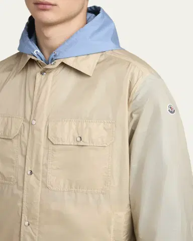 Moncler Men's Nylon Snap-Front Shirt Jacket | Thumbnail 5 Moncler Men's Nylon Snap-Front Shirt Jacket | Thumbnail 5