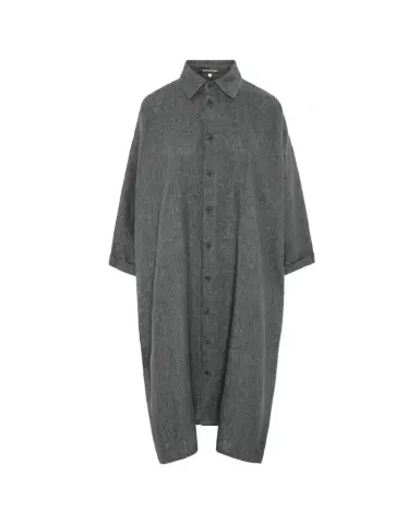 Eskandar Heavyweight Delave Linen Wide A-Line Shirt Dress With Collar | Thumbnail 1 Eskandar Heavyweight Delave Linen Wide A-Line Shirt Dress With Collar | Thumbnail 1