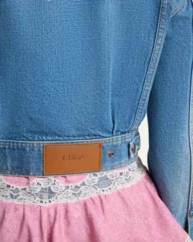 Chloé Collarless Denim Crop Jacket | Thumbnail 5 Chloé Collarless Denim Crop Jacket | Thumbnail 5