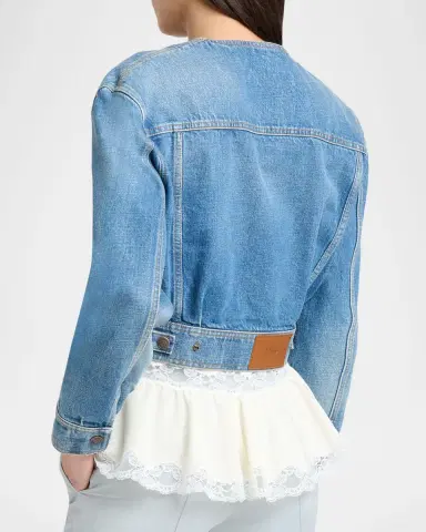 Chloé Collarless Denim Crop Jacket | Thumbnail 7 Chloé Collarless Denim Crop Jacket | Thumbnail 7