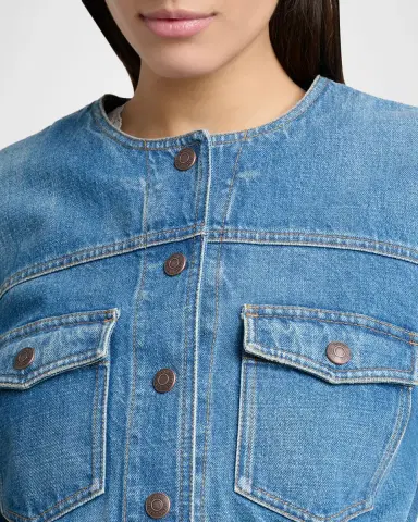 Chloé Collarless Denim Crop Jacket | Thumbnail 9 Chloé Collarless Denim Crop Jacket | Thumbnail 9