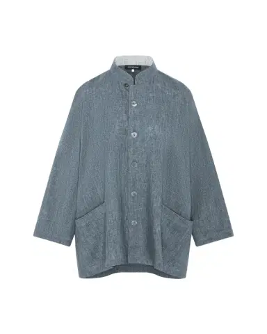 Eskandar Longer Back Wide Mandarin Jacket - Long Length | Thumbnail 1 Eskandar Longer Back Wide Mandarin Jacket - Long Length | Thumbnail 1