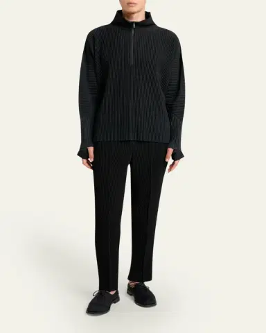 Homme Plissé Issey Miyake Men's Pleated Quarter-Zip Sweater | Thumbnail 2 Homme Plissé Issey Miyake Men's Pleated Quarter-Zip Sweater | Thumbnail 2