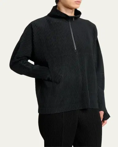 Homme Plissé Issey Miyake Men's Pleated Quarter-Zip Sweater | Thumbnail 4 Homme Plissé Issey Miyake Men's Pleated Quarter-Zip Sweater | Thumbnail 4