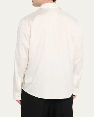 AMIRI Men's Metallic Fiber Fine-Stripe Silk Sport Shirt | Thumbnail 3 AMIRI Men's Metallic Fiber Fine-Stripe Silk Sport Shirt | Thumbnail 3