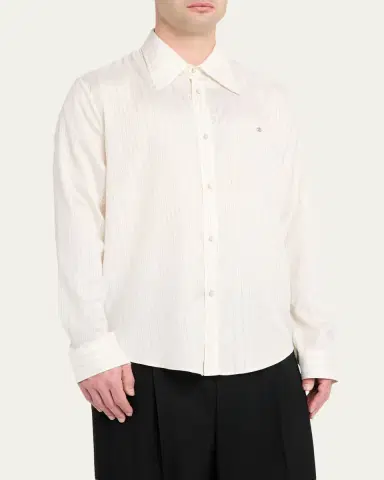 AMIRI Men's Metallic Fiber Fine-Stripe Silk Sport Shirt | Thumbnail 4 AMIRI Men's Metallic Fiber Fine-Stripe Silk Sport Shirt | Thumbnail 4