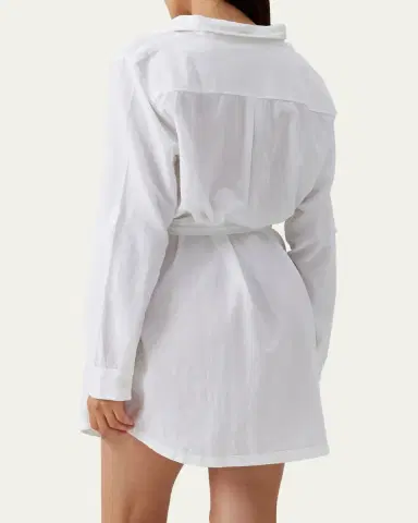 Melissa Odabash Lacey Cotton-Linen Mini Shirtdress Coverup | Thumbnail 3 Melissa Odabash Lacey Cotton-Linen Mini Shirtdress Coverup | Thumbnail 3