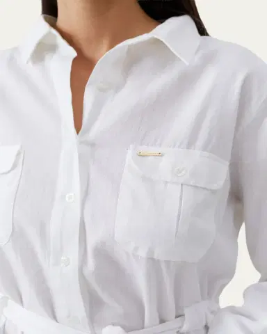 Melissa Odabash Lacey Cotton-Linen Mini Shirtdress Coverup | Thumbnail 4 Melissa Odabash Lacey Cotton-Linen Mini Shirtdress Coverup | Thumbnail 4