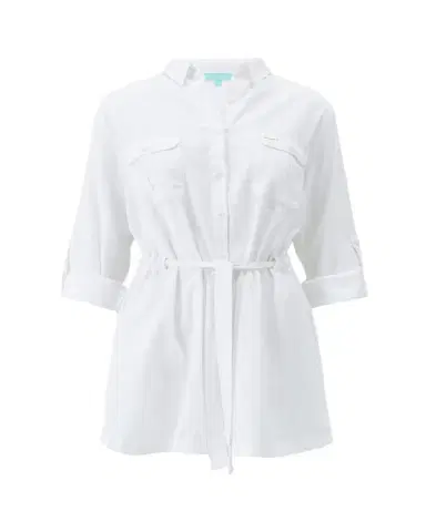 Melissa Odabash Lacey Cotton-Linen Mini Shirtdress Coverup | Thumbnail 1 Melissa Odabash Lacey Cotton-Linen Mini Shirtdress Coverup | Thumbnail 1