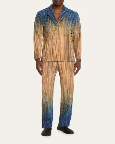Homme Plissé Issey Miyake Men's Paintbrush Agate-Print Pleated Single-Breasted Blazer | Thumbnail 2 Homme Plissé Issey Miyake Men's Paintbrush Agate-Print Pleated Single-Breasted Blazer | Thumbnail 2