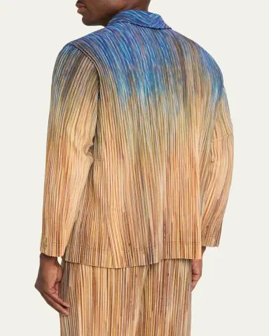 Homme Plissé Issey Miyake Men's Paintbrush Agate-Print Pleated Single-Breasted Blazer | Thumbnail 3 Homme Plissé Issey Miyake Men's Paintbrush Agate-Print Pleated Single-Breasted Blazer | Thumbnail 3