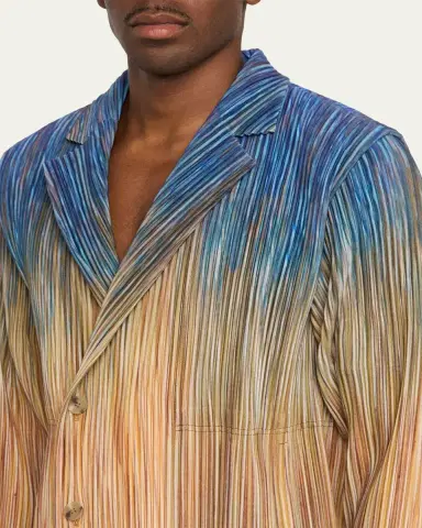 Homme Plissé Issey Miyake Men's Paintbrush Agate-Print Pleated Single-Breasted Blazer | Thumbnail 5 Homme Plissé Issey Miyake Men's Paintbrush Agate-Print Pleated Single-Breasted Blazer | Thumbnail 5