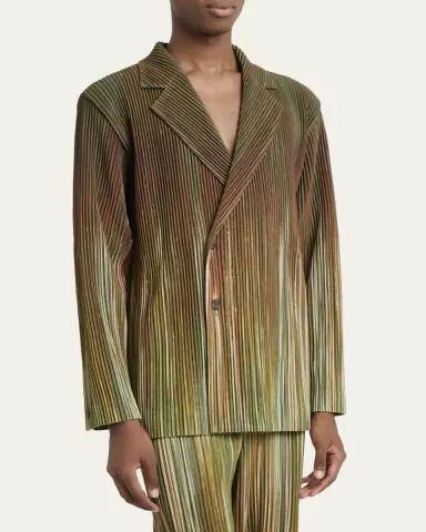 Homme Plissé Issey Miyake Men's Paintbrush Agate-Print Pleated Single-Breasted Blazer | Thumbnail 8 Homme Plissé Issey Miyake Men's Paintbrush Agate-Print Pleated Single-Breasted Blazer | Thumbnail 8