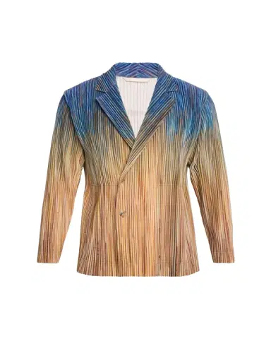 Homme Plissé Issey Miyake Men's Paintbrush Agate-Print Pleated Single-Breasted Blazer | Thumbnail 1 Homme Plissé Issey Miyake Men's Paintbrush Agate-Print Pleated Single-Breasted Blazer | Thumbnail 1