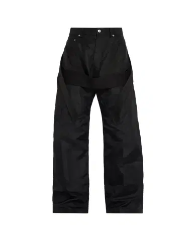 Rick Owens Men's Megastrapped Geth Nylon Canvas Wide-Leg Jeans | Thumbnail 1 Rick Owens Men's Megastrapped Geth Nylon Canvas Wide-Leg Jeans | Thumbnail 1