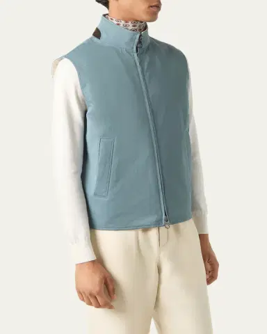 Loro Piana Men's Grian Reversible Full-Zip Vest | Thumbnail 4 Loro Piana Men's Grian Reversible Full-Zip Vest | Thumbnail 4