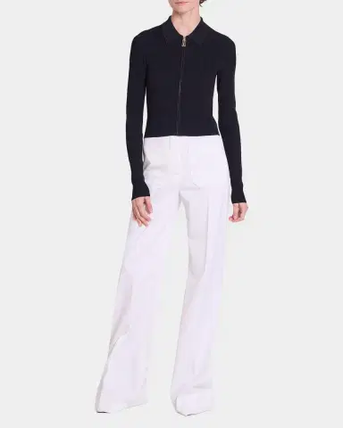 Victoria Beckham Zipped Rib Polo Top | Thumbnail 6 Victoria Beckham Zipped Rib Polo Top | Thumbnail 6