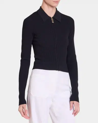 Victoria Beckham Zipped Rib Polo Top | Thumbnail 10 Victoria Beckham Zipped Rib Polo Top | Thumbnail 10