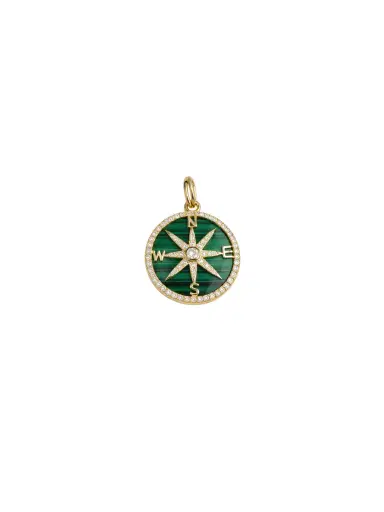 Wish Fine Jewelry 7.6ct Diamond Malachitel 14K Gold Compass Pendant | Thumbnail 1 Wish Fine Jewelry 7.6ct Diamond Malachitel 14K Gold Compass Pendant | Thumbnail 1