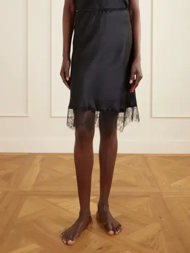 Carine Gilson Lace-trimmed Silk-satin Midi Skirt | Thumbnail 2 Carine Gilson Lace-trimmed Silk-satin Midi Skirt | Thumbnail 2