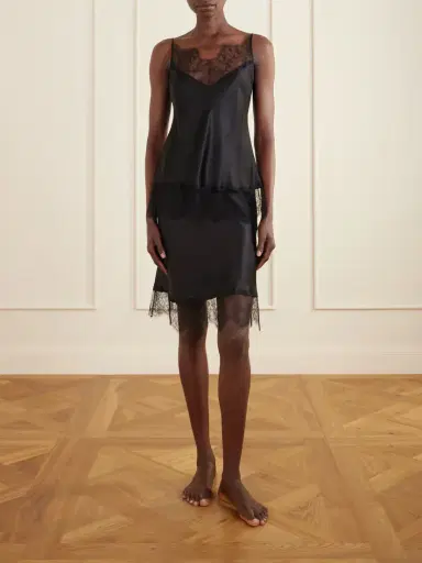 Carine Gilson Lace-trimmed Silk-satin Midi Skirt | Thumbnail 3 Carine Gilson Lace-trimmed Silk-satin Midi Skirt | Thumbnail 3