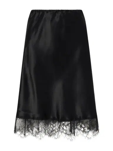 Carine Gilson Lace-trimmed Silk-satin Midi Skirt | Thumbnail 1 Carine Gilson Lace-trimmed Silk-satin Midi Skirt | Thumbnail 1